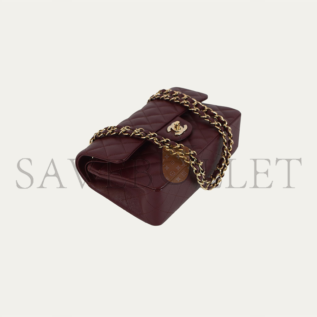 Ch*el medium flap bag burgundy (23*14.5*6cm)
